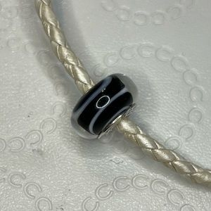 Chamilia Black/White Murano Glass Charm